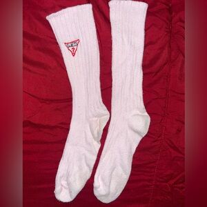 GUESS Pink Casual Socks with Red/ Black Logo